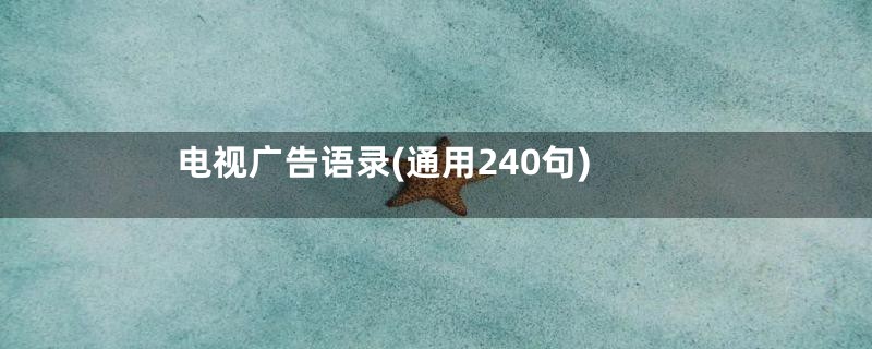 电视广告语录(通用240句)