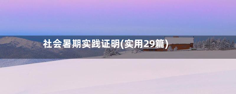 社会暑期实践证明(实用29篇)