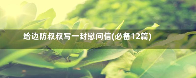 给边防叔叔写一封慰问信(必备12篇)