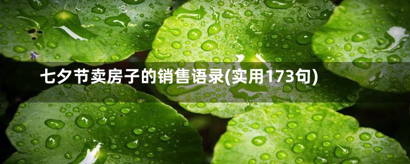 七夕节卖房子的销售语录(实用173句)