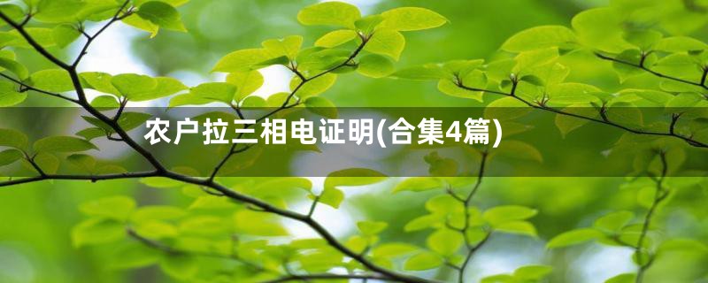 农户拉三相电证明(合集4篇)