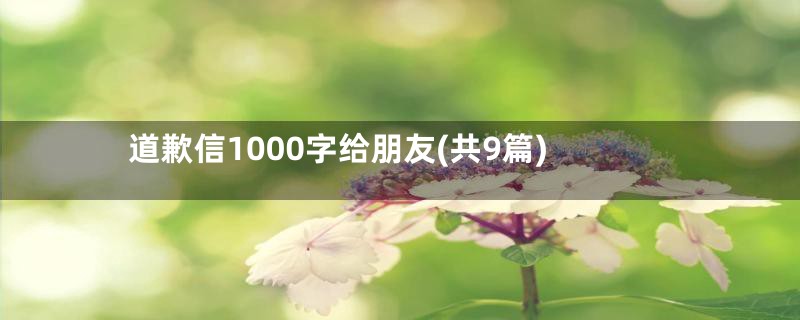 道歉信1000字给朋友(共9篇)