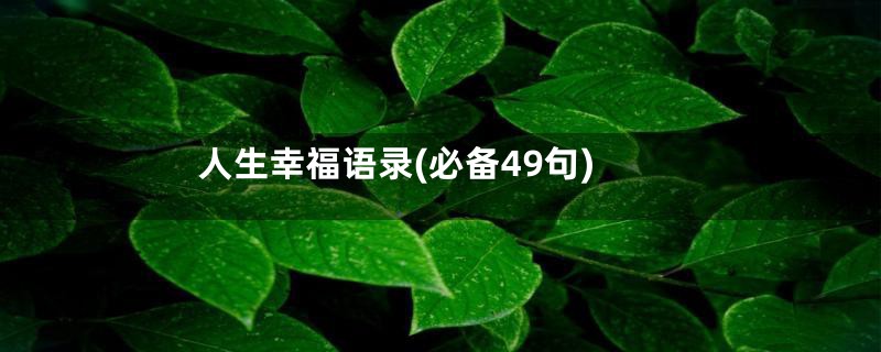 人生幸福语录(必备49句)