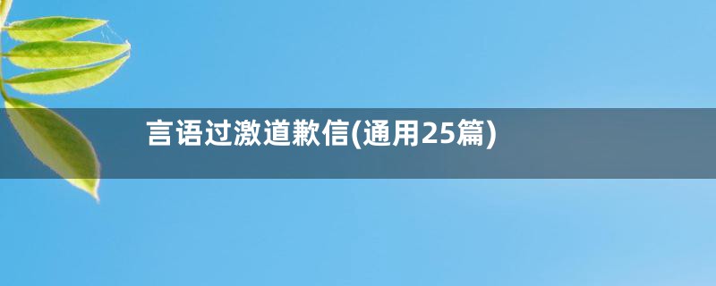 言语过激道歉信(通用25篇)