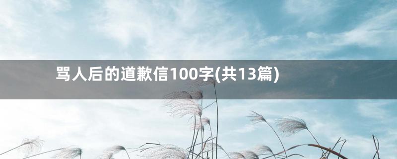 骂人后的道歉信100字(共13篇)