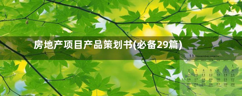 房地产项目产品策划书(必备29篇)