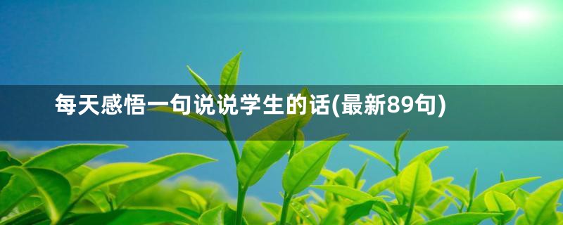 每天感悟一句说说学生的话(最新89句)