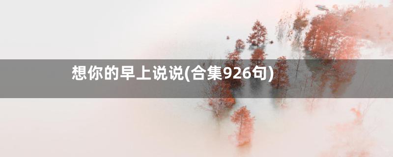 想你的早上说说(合集926句)