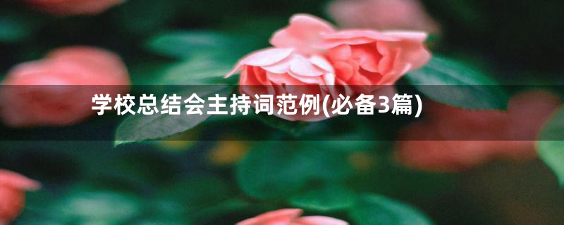 学校总结会主持词范例(必备3篇)