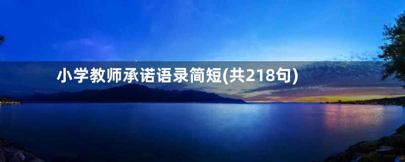 小学教师承诺语录简短(共218句)