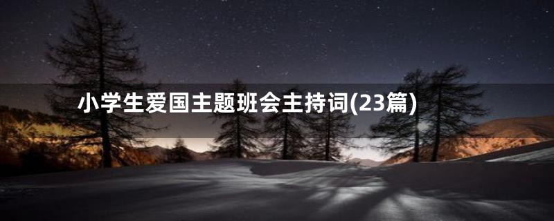 小学生爱国主题班会主持词(23篇)